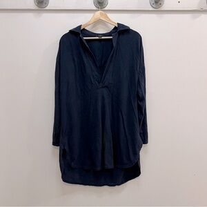 JCrew navy collared open neck long shirt